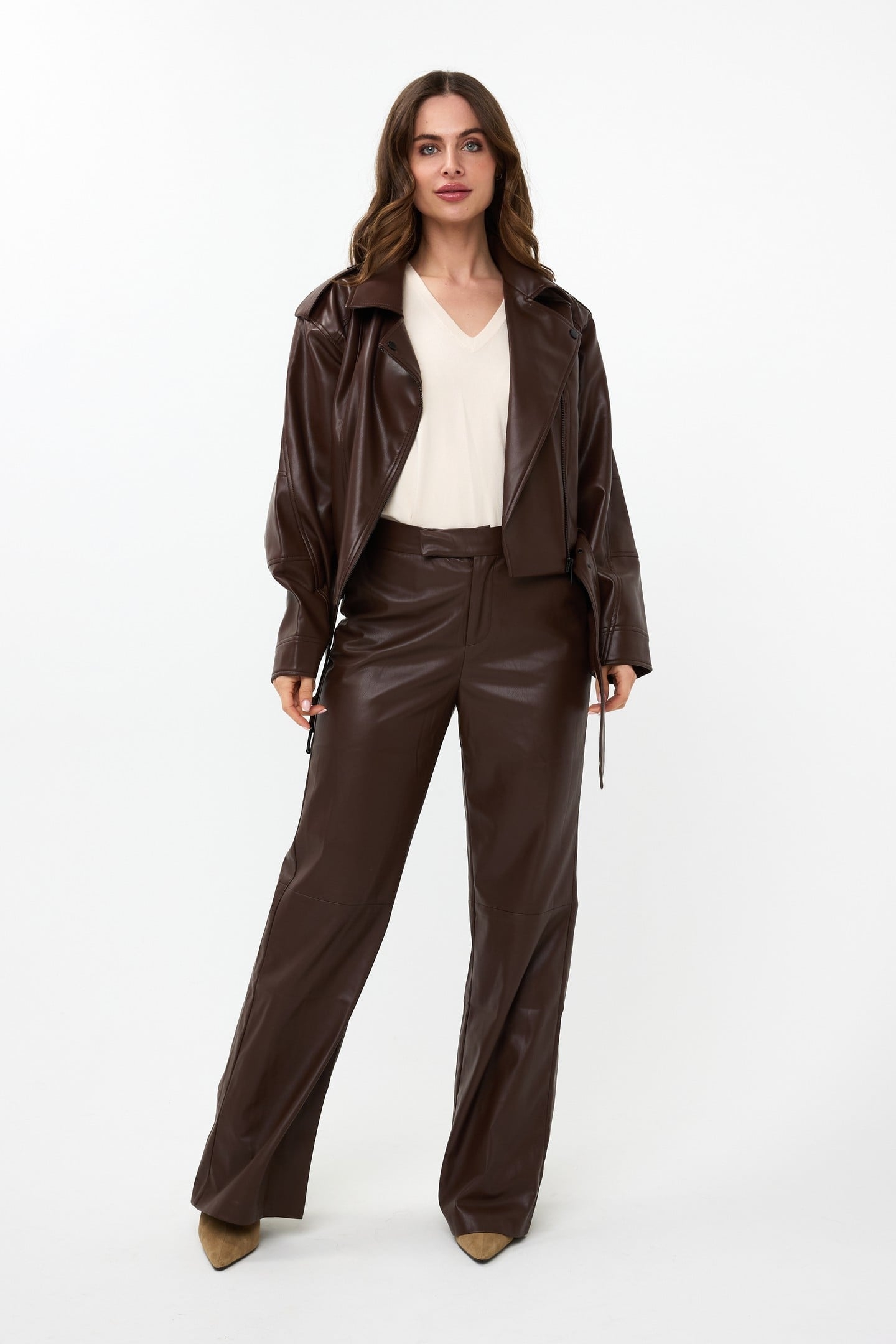 JACKET BIKER VEGAN LEATHER CHOCOLATE 1