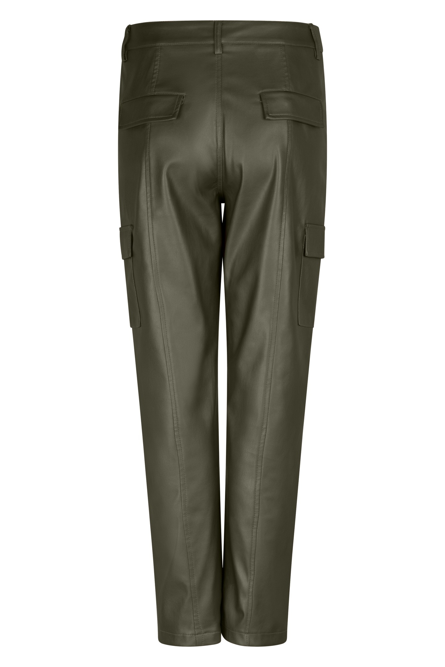 TROUSERS CARGO VEGAN LEATHER GREEN 2