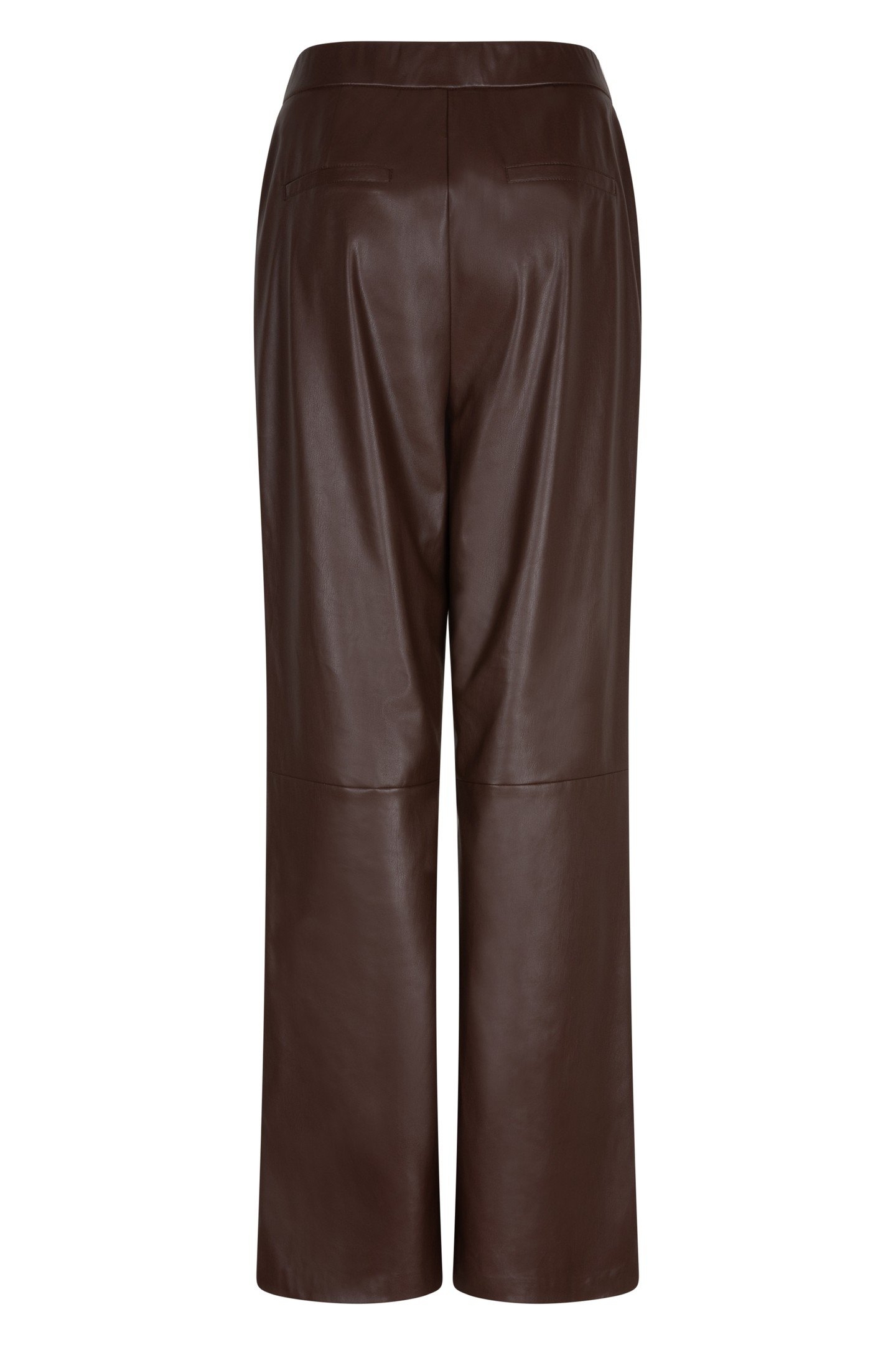TROUSERS WIDE VEGAN LEATHER CHOCOLATE 3