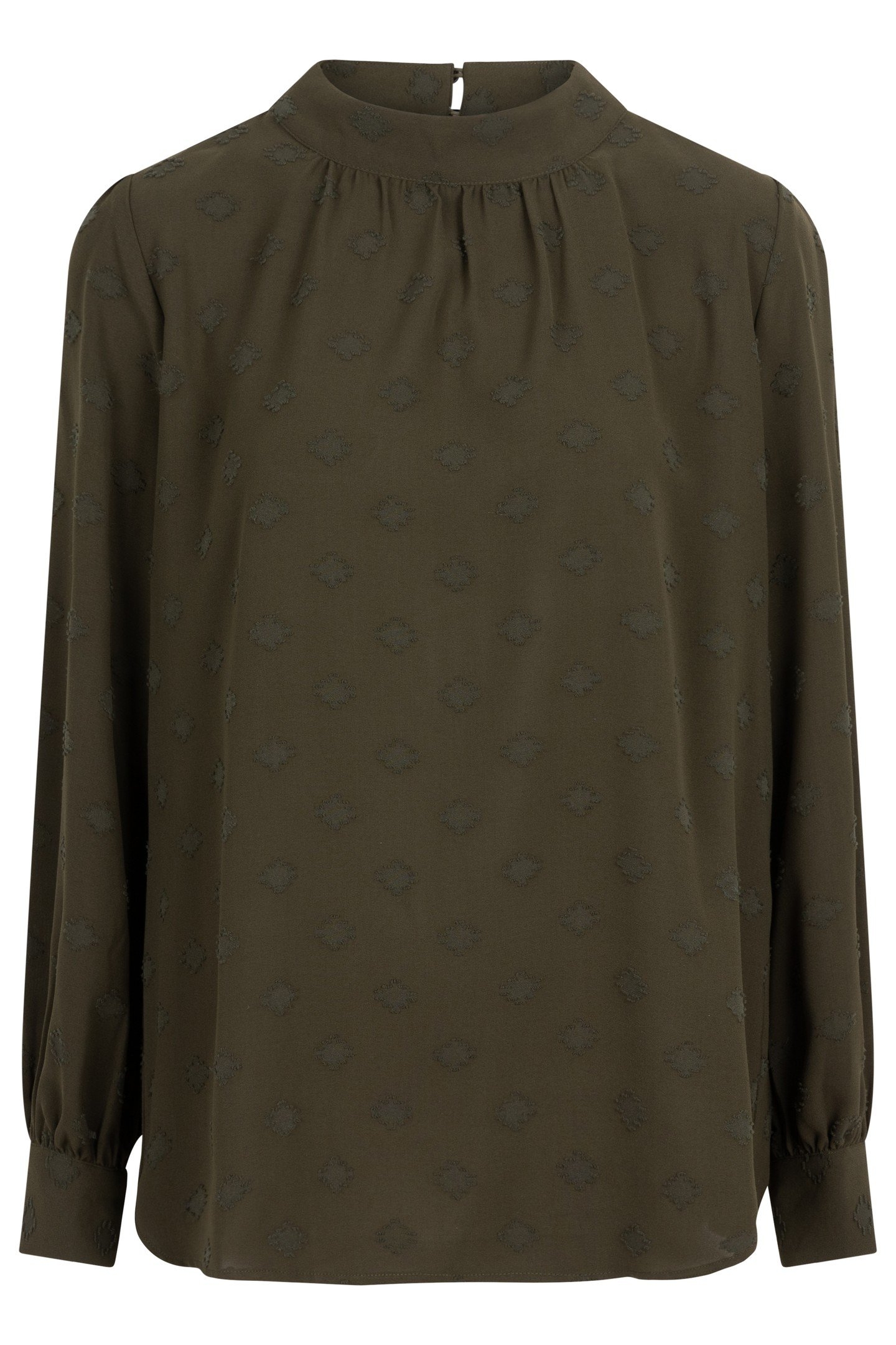 BLOUSE HIGH COLLAR PLUMETIS MOSS GREEN 4