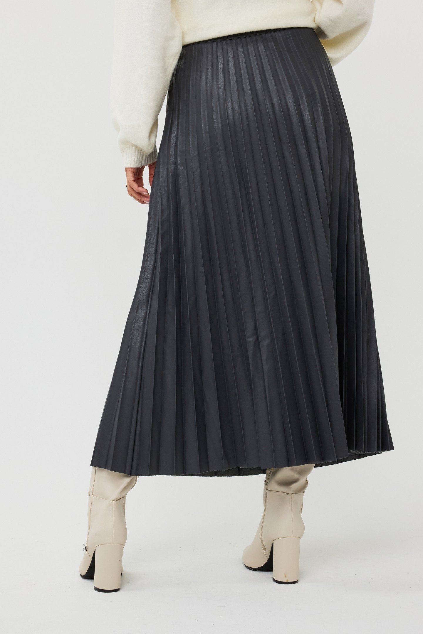 SKIRT PLISSE VEGAN LEATHER GREY 4