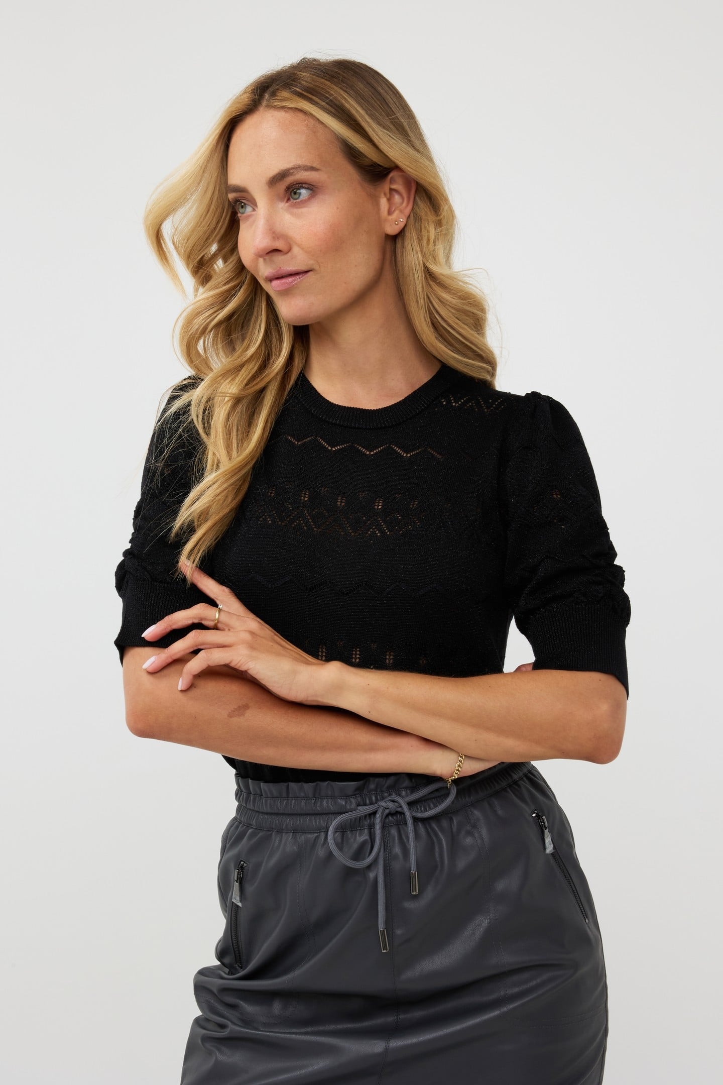 SWEATER S/SLVE LUREX BLACK 1