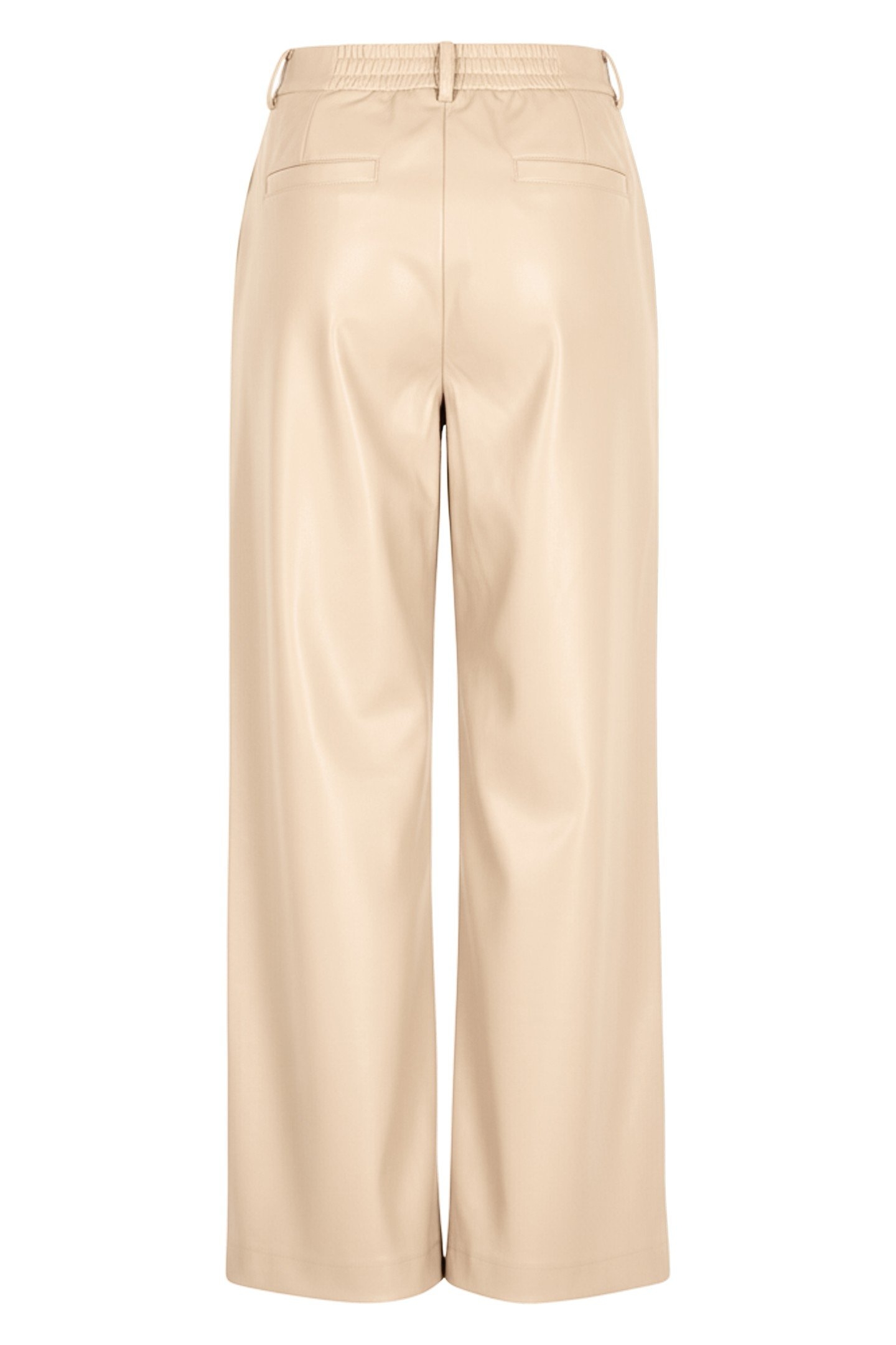 TROUSERS WIDE VEGAN LEATHER SAND 2