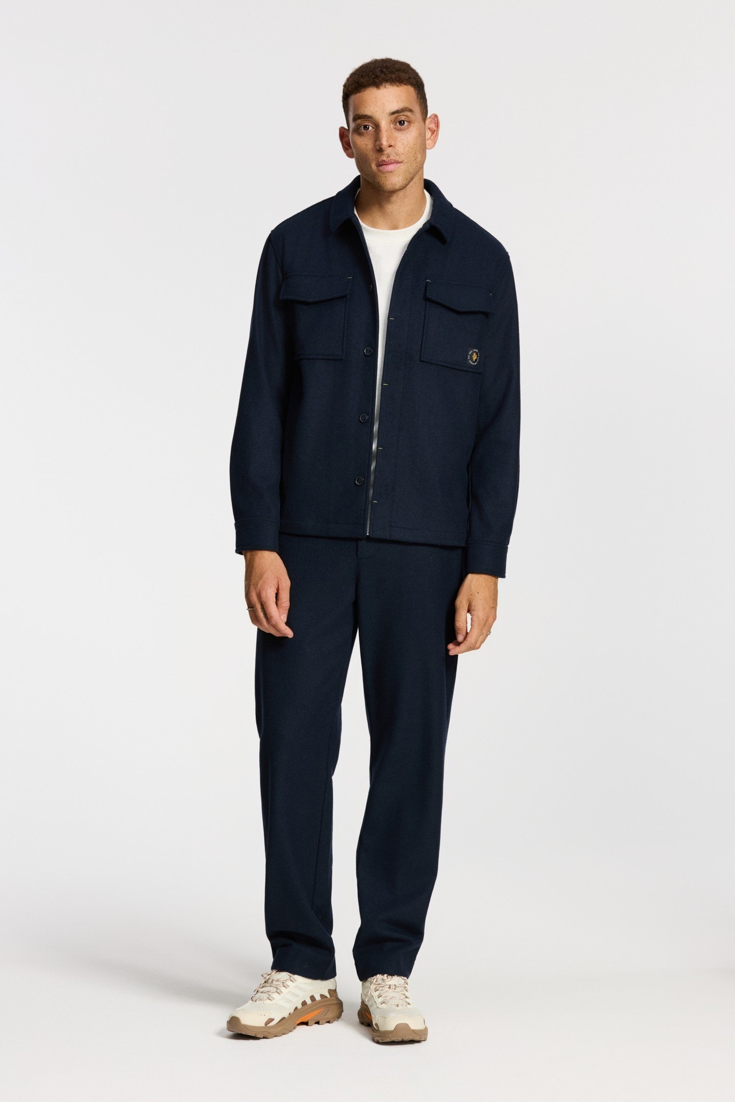 STAN WOOL BLEND LONG SLEEVE SHIRT BLUE DARK NAVY 2