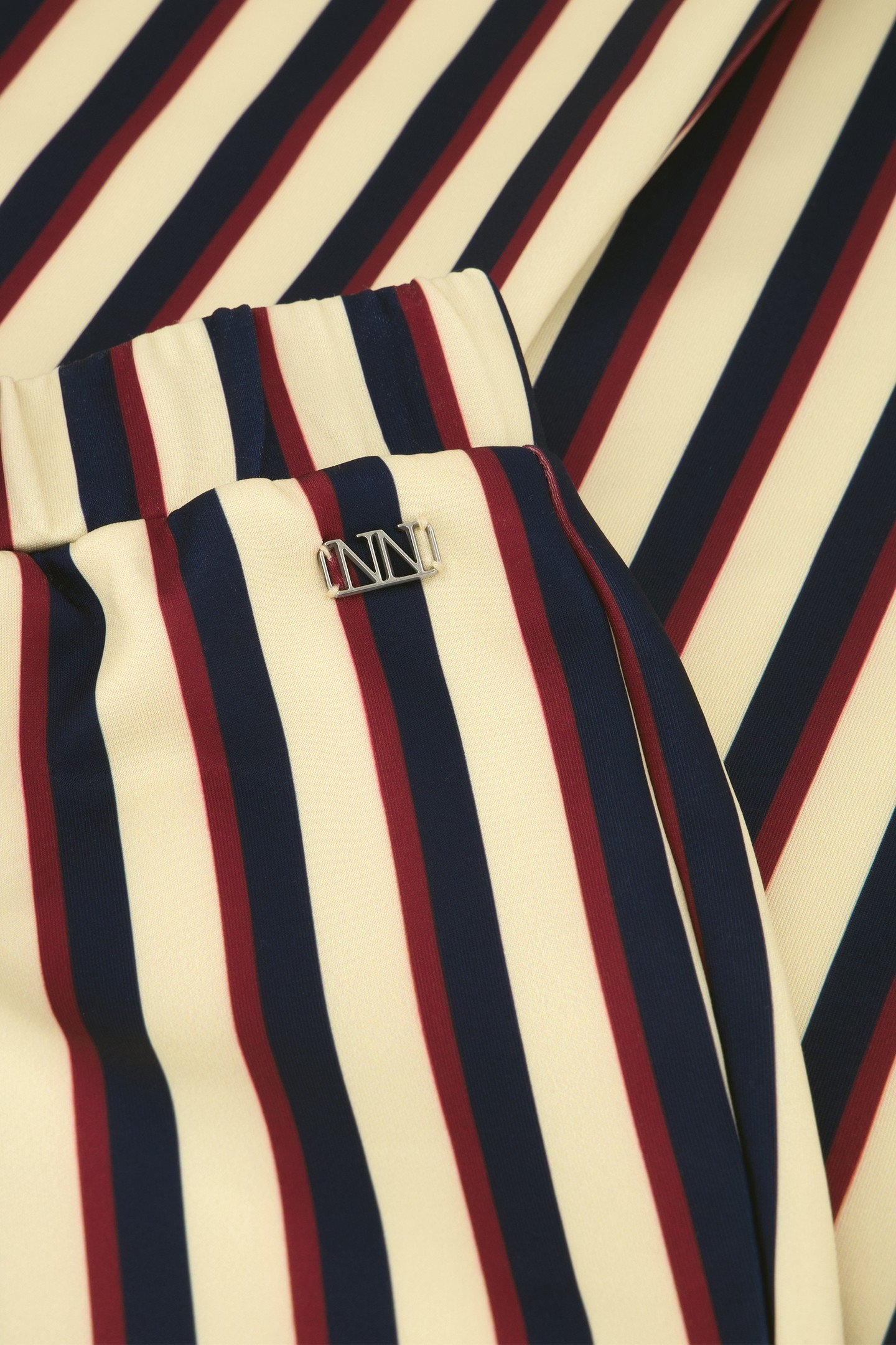 STRIPED FLARED PANTS ALMOND 4