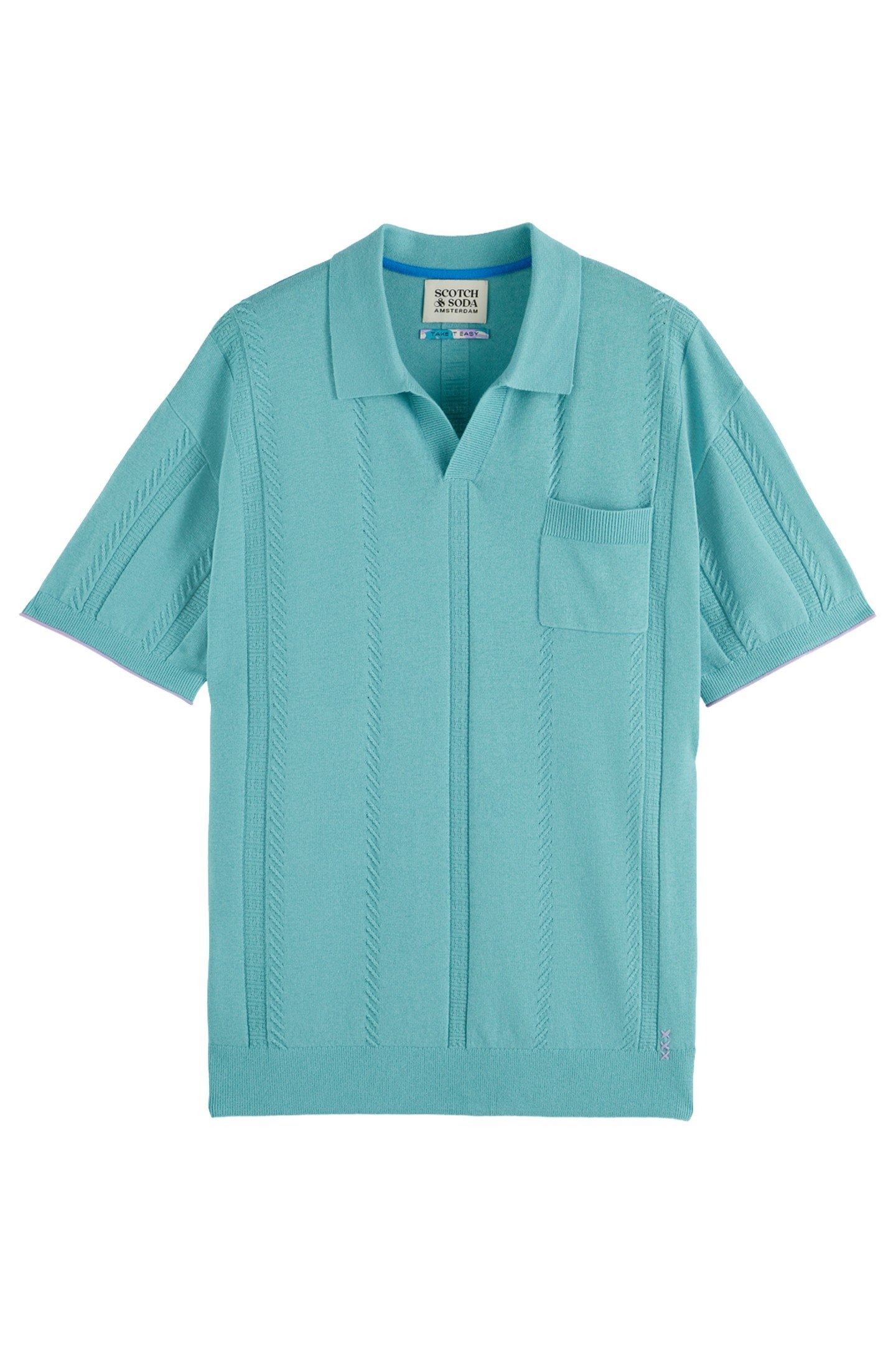 RELAXED FIT KNITTED POLO SEA BLUE 1