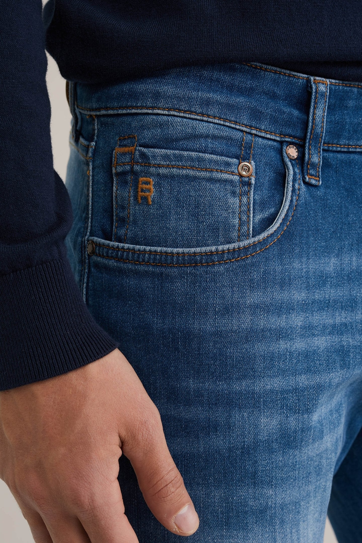 5-POCKET MID WAIST DARK BLUE 5