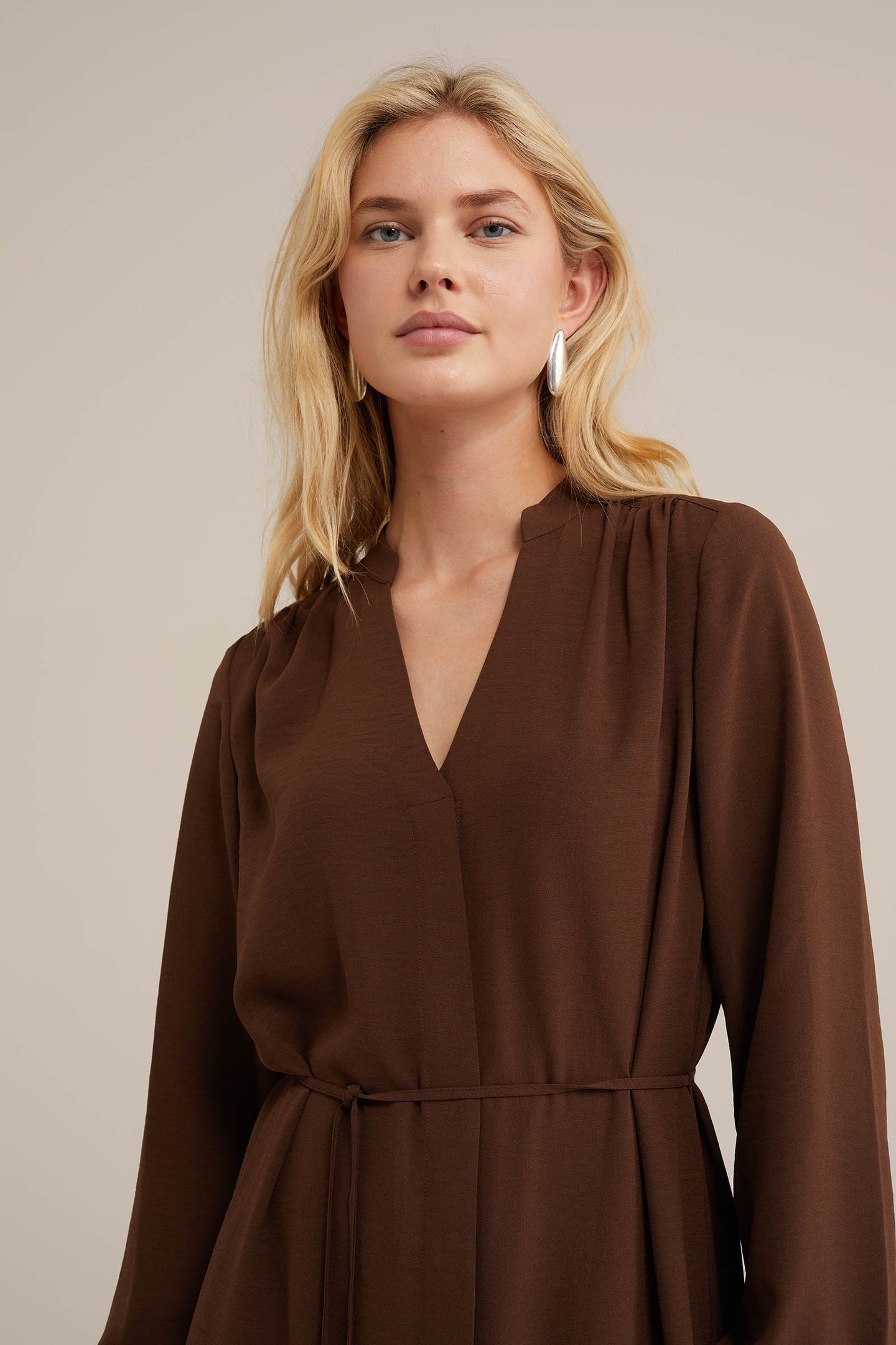 DRESS MID LENGTH BROWN 6