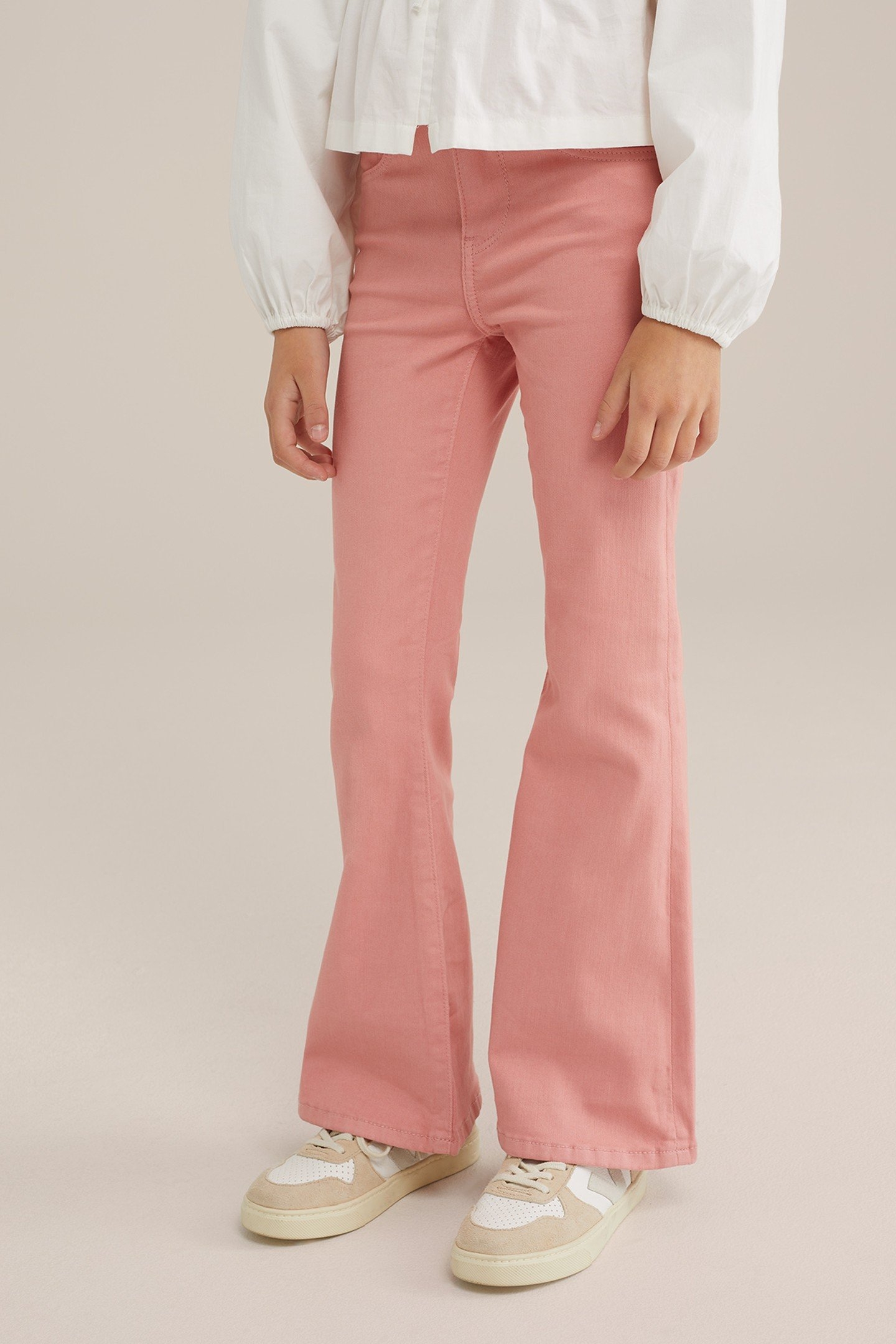 GIRLS 5-POCKET MID WAIST CORAL PINK 3