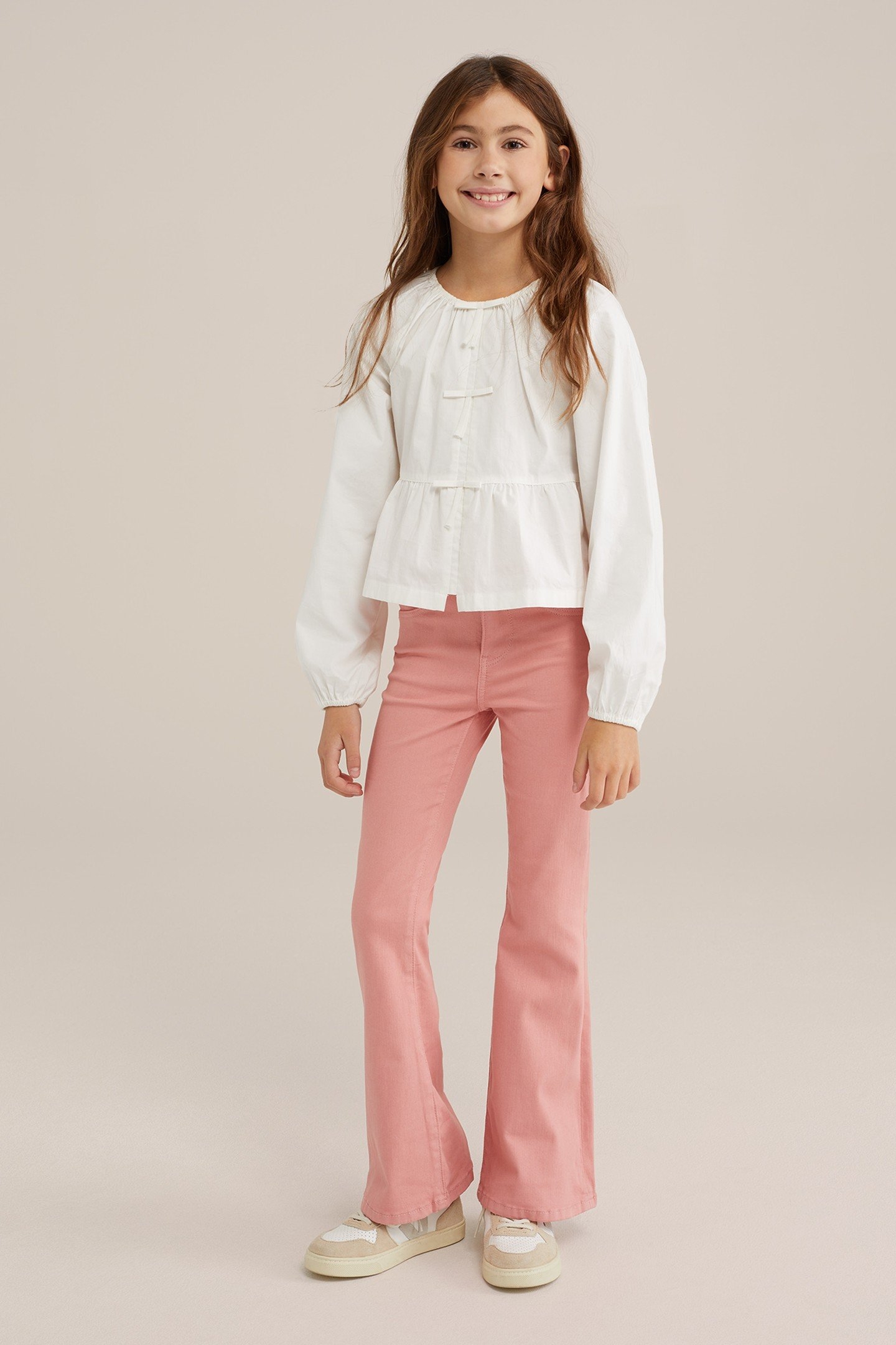 GIRLS 5-POCKET MID WAIST CORAL PINK 4