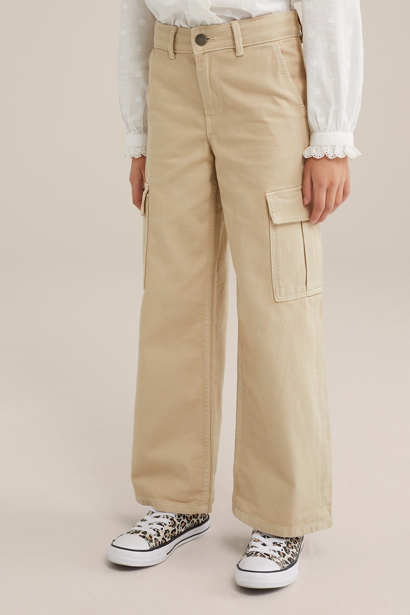 GIRLS CARGO PANTS BEIGE 3