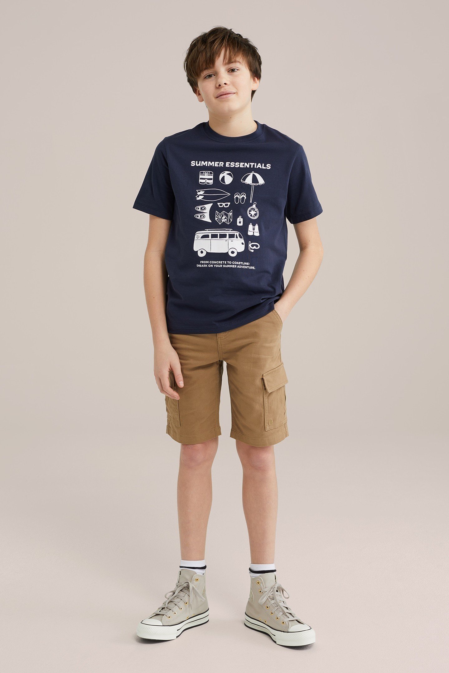 BOYS CARGO PANTS LIGHT BROWN 2