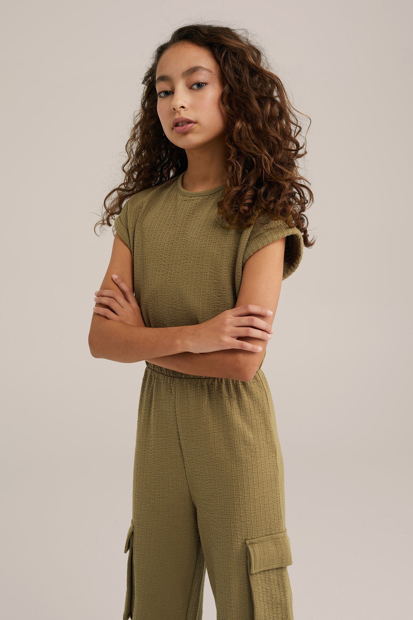 GIRLS JUMPSUIT MOSS GREEN 1