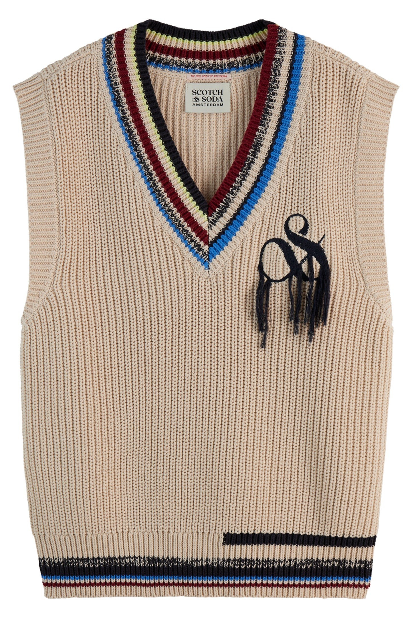 STRIPE TRIM KNITTED SPENCER LIGHT CALICO 1