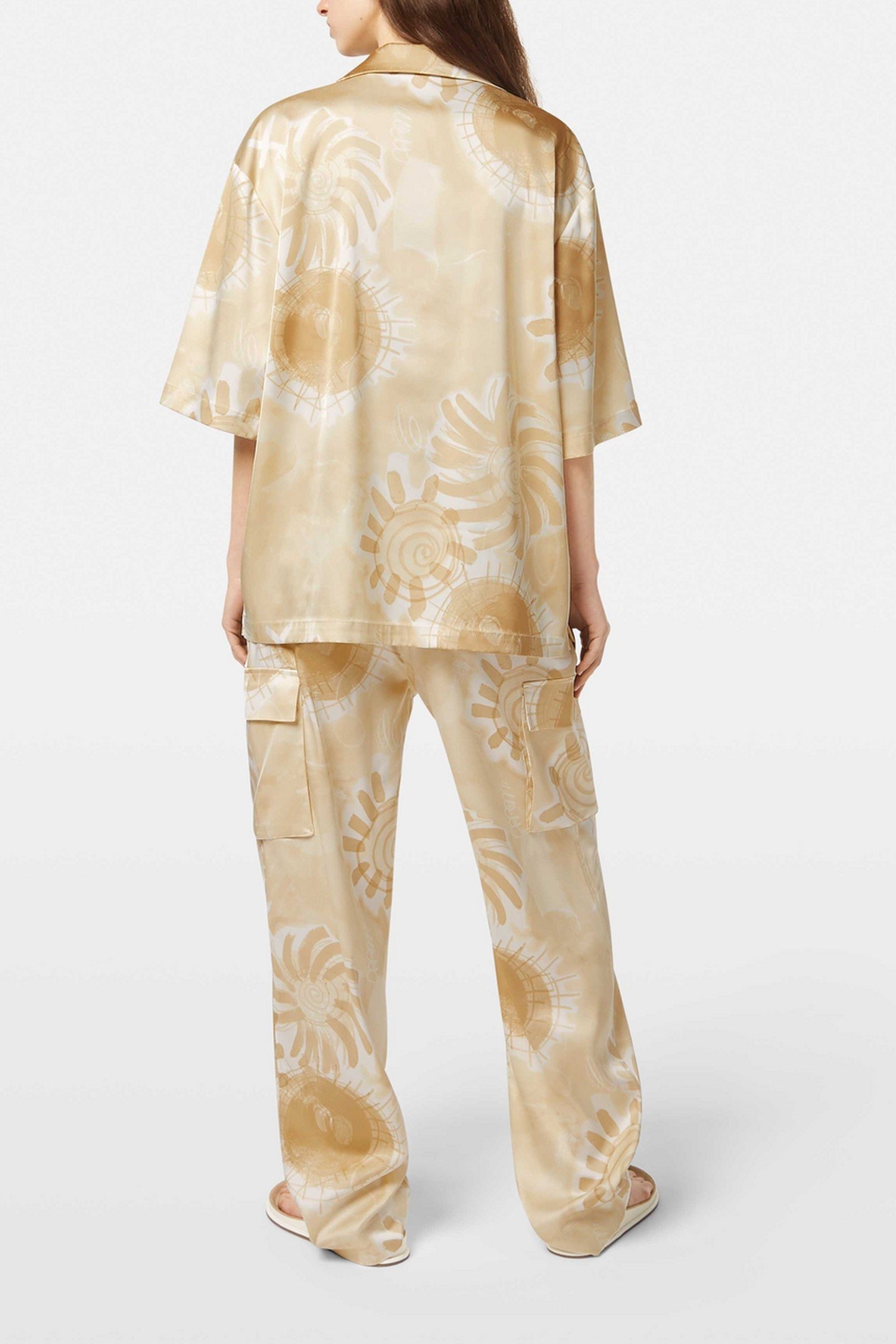 SATIN PRINTED SHORT SLEEVE SHIRT ABSTRACT SUN SAND 4