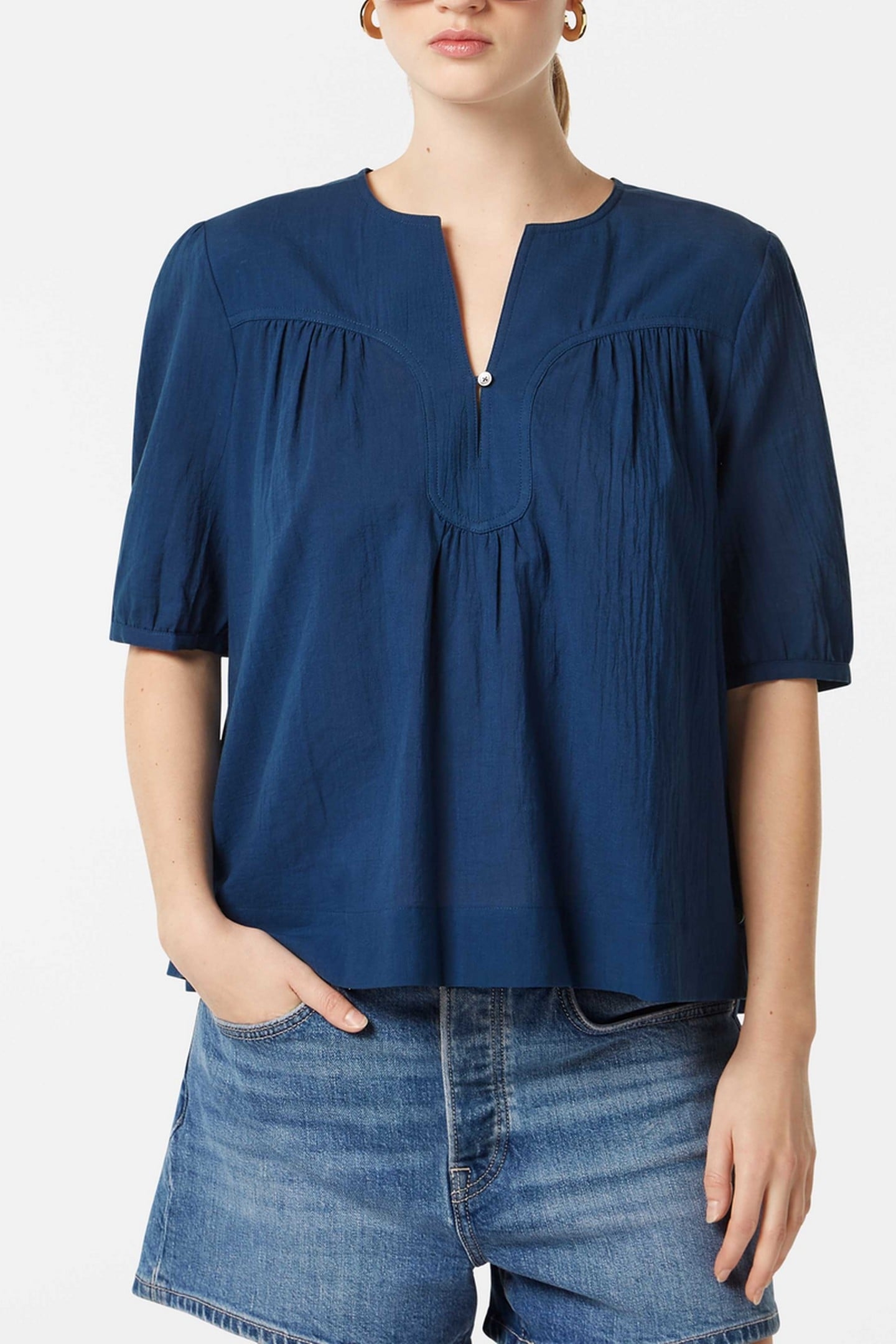 PRINTED SHORT SLEEVE TOP ATLANTIC BLUE 2