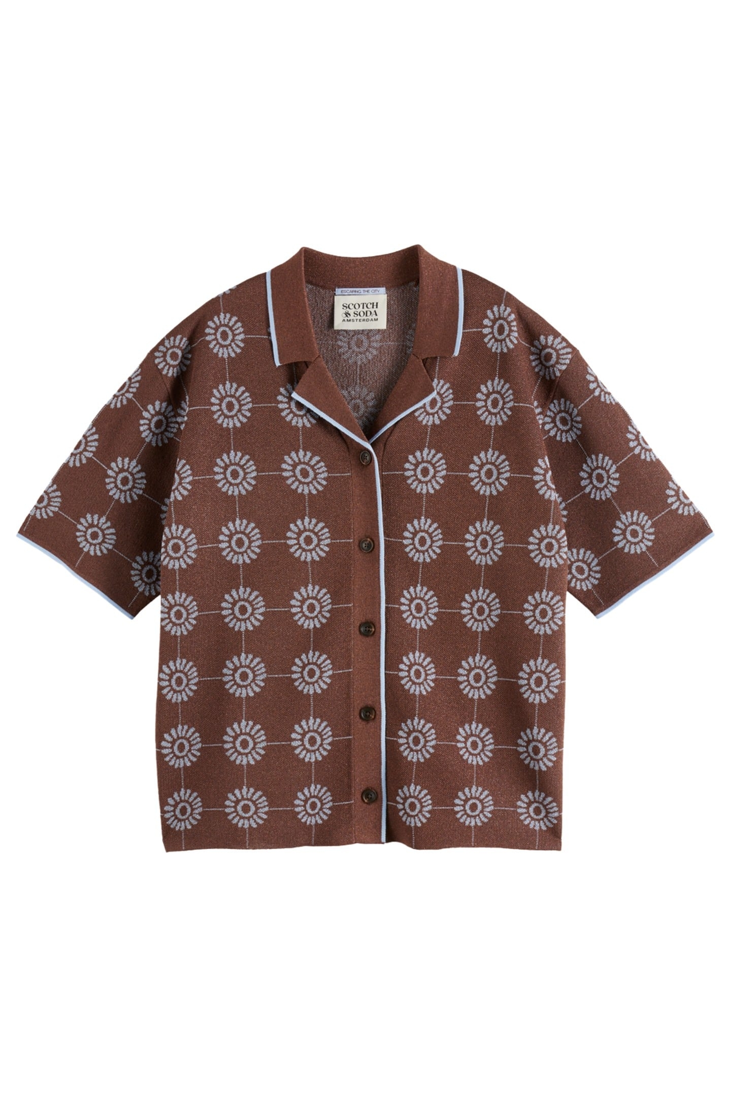 JACQUARD COLLARED KNITTED SHIRT COLD BREW 4