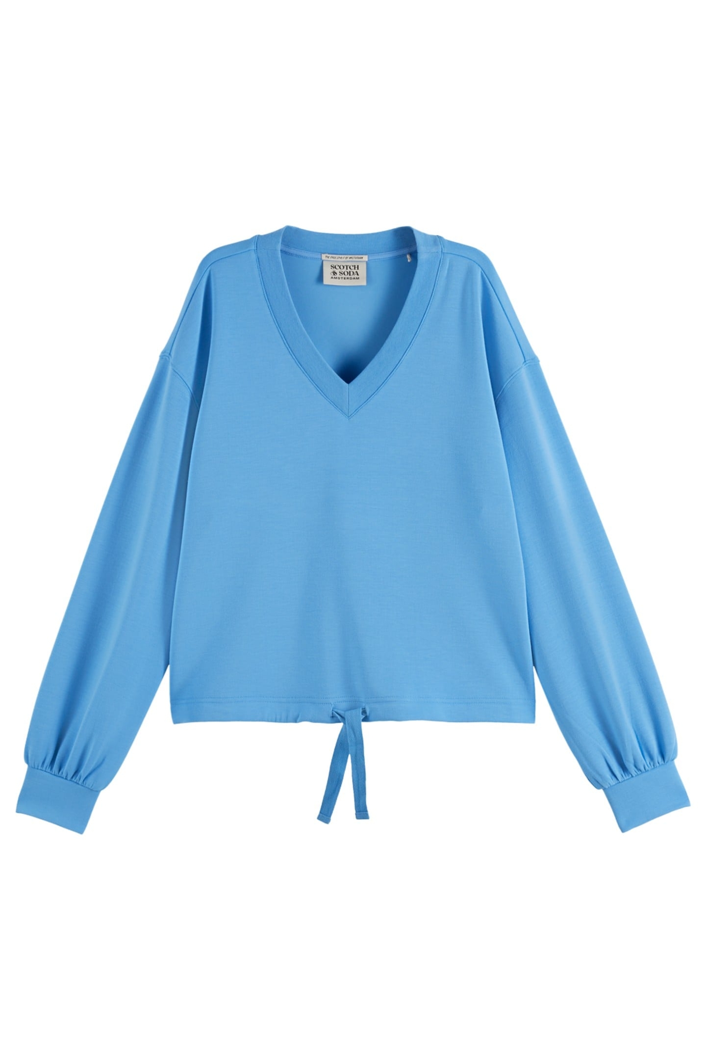 V-NECK MODAL SWEATSHIRT AQUA BLUE 4