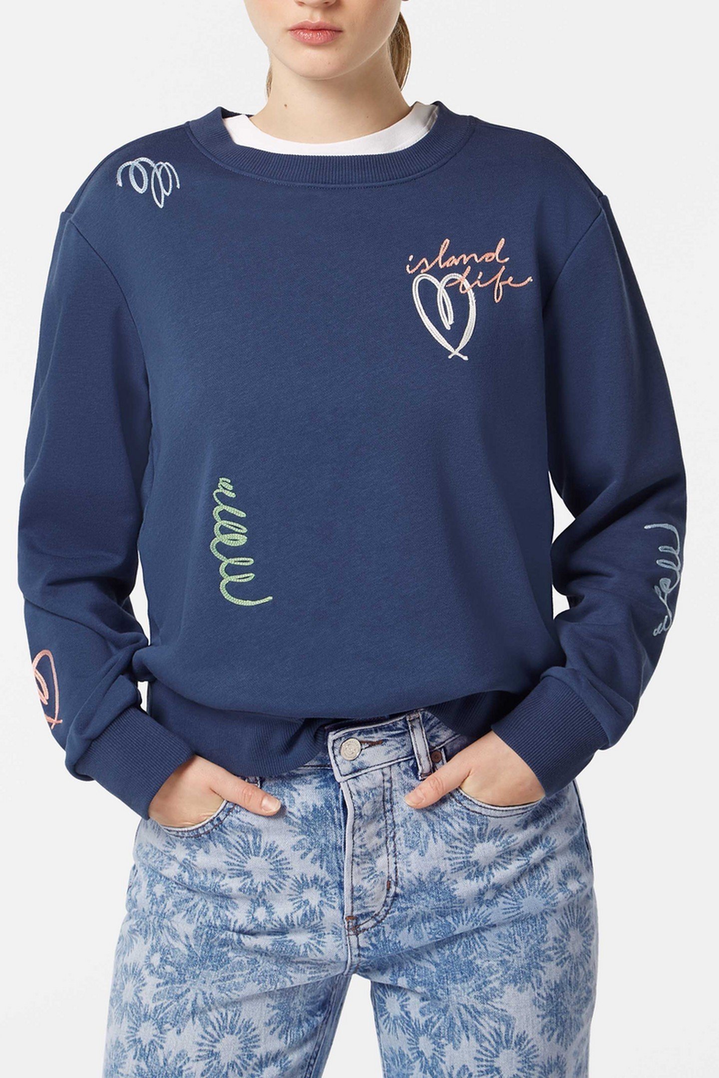 EMBROIDERED REGULAR FIT SWEATSHIRT ATLANTIC BLUE 2