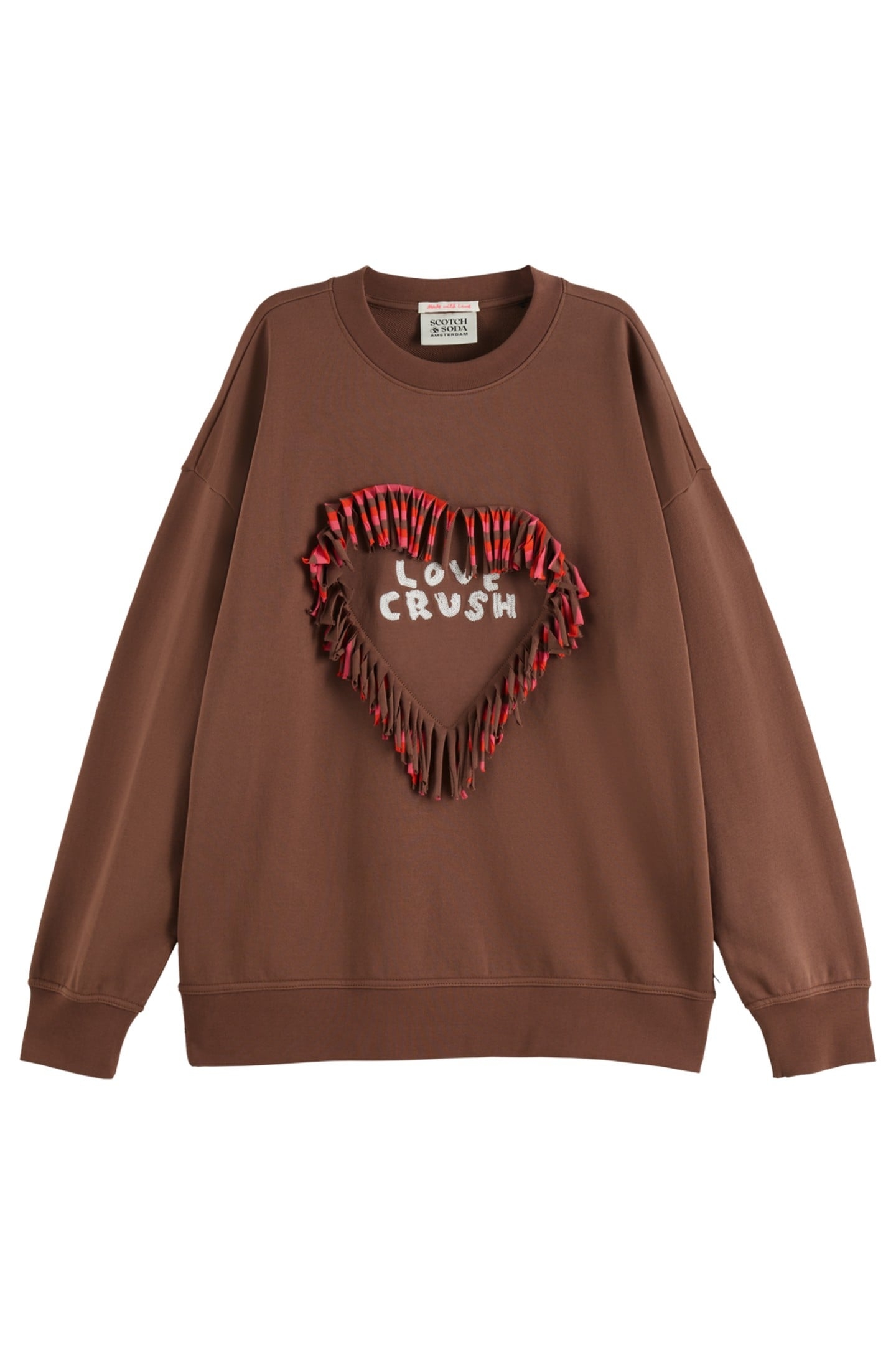 FRINGED HEART OVERSIZED FIT SWEATSHIRT COLD BREW 4