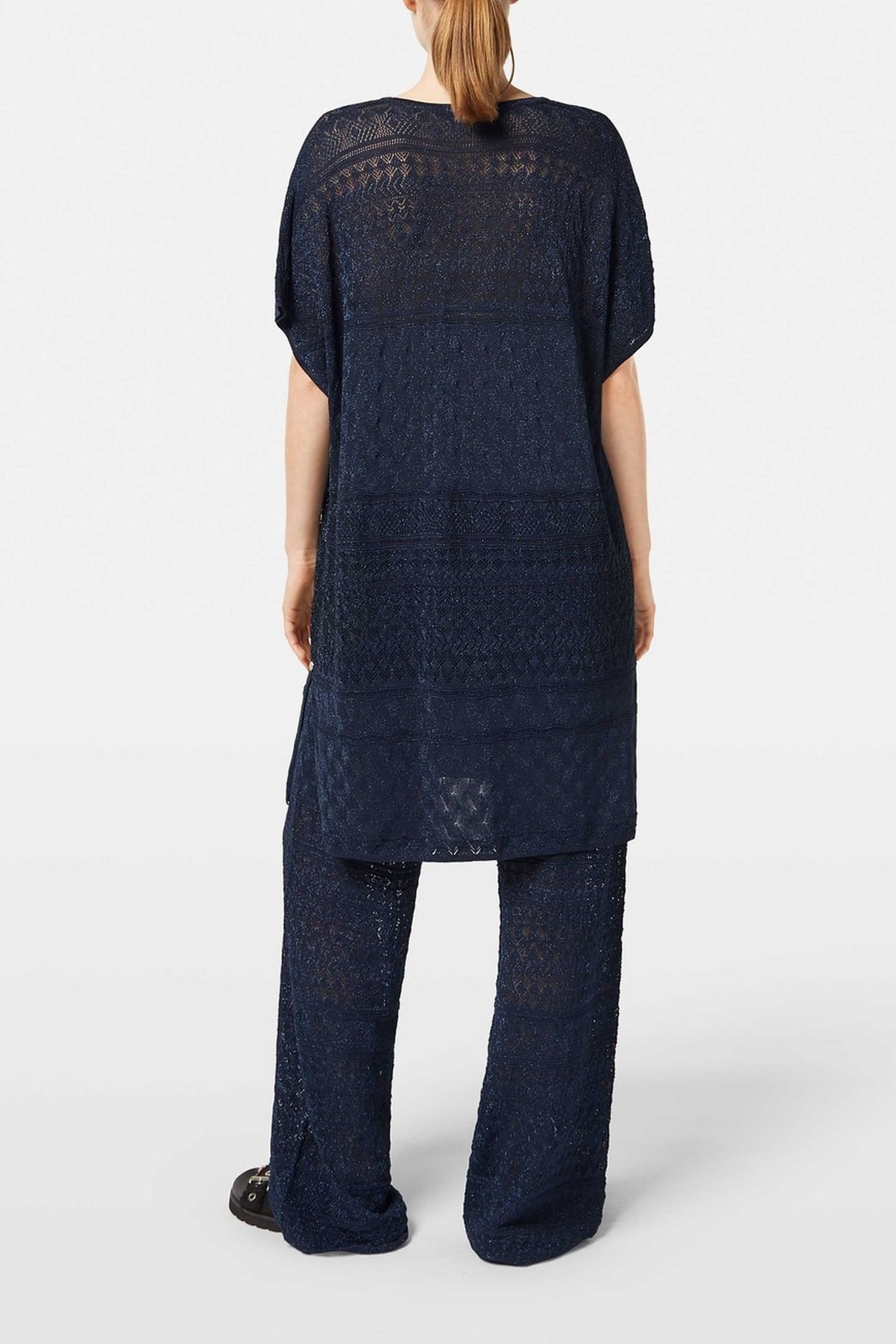 METALLIC POINTELLE KNITTED TUNIC MIDNIGHT BLUE 3