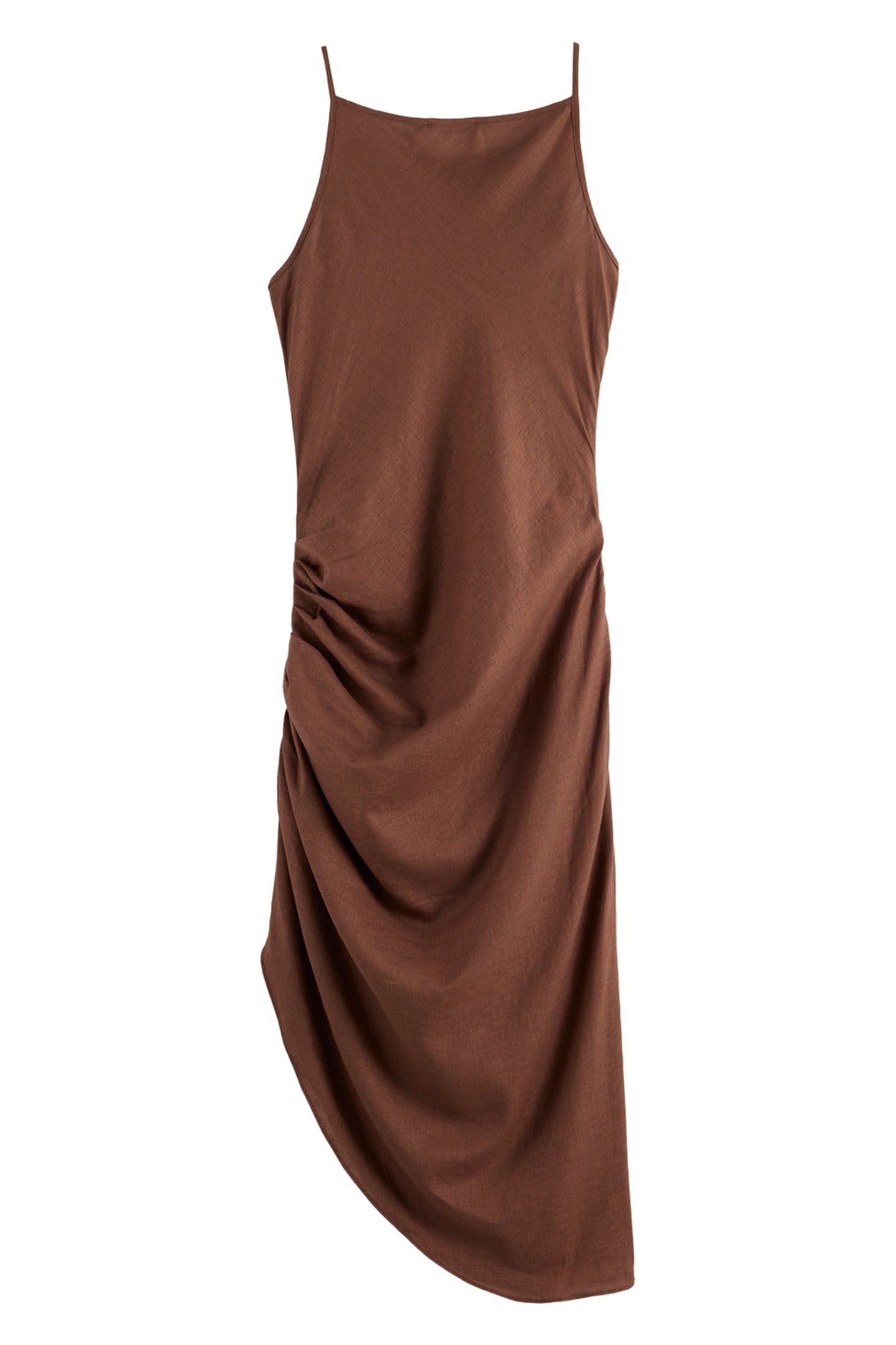 LINEN VISCOSE PRINTED MINI DRESS COLD BREW 4