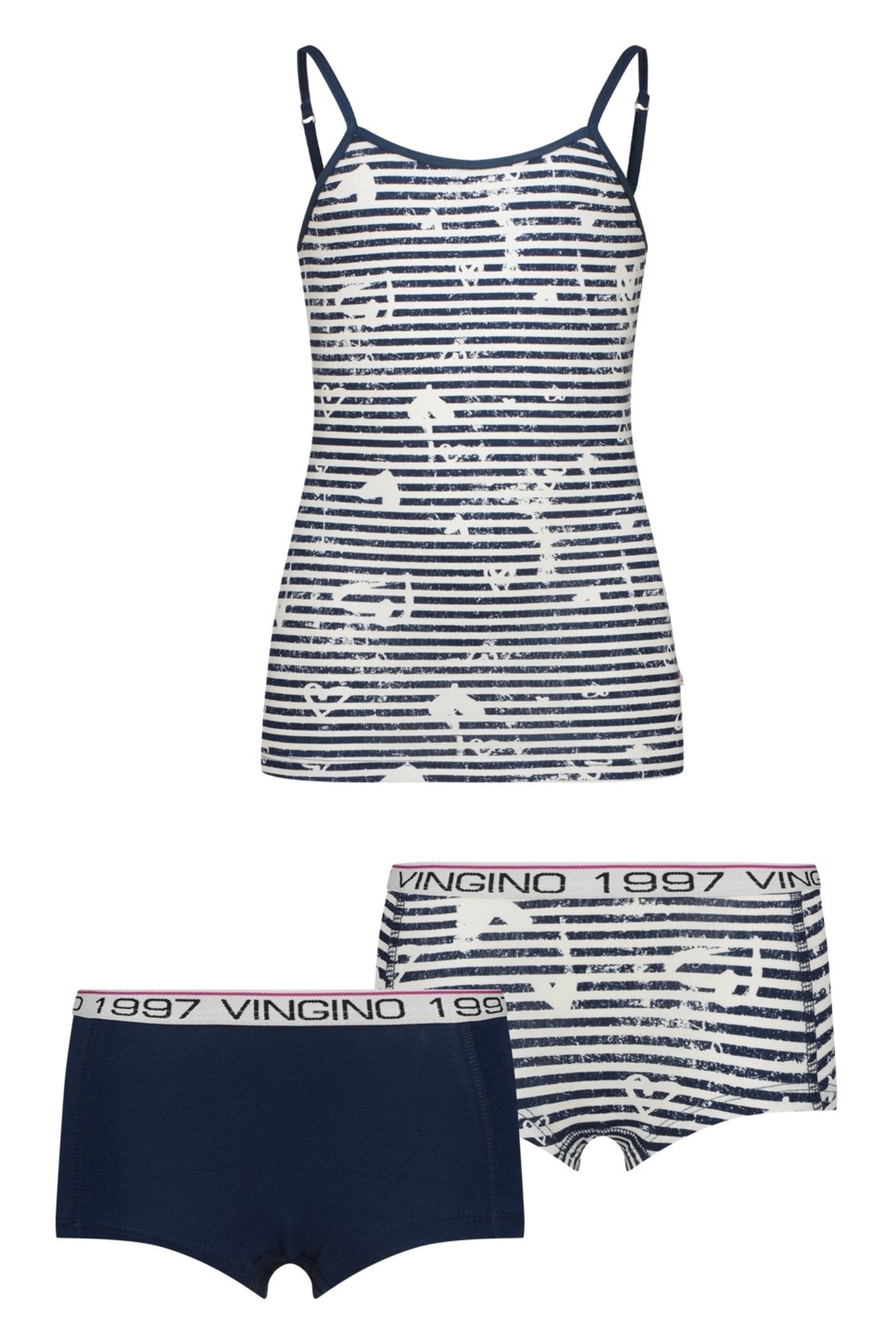 GIRLS G-SO26-5 STRIPE SINGLET SET UNDERWEAR SET DARK BLUE 1