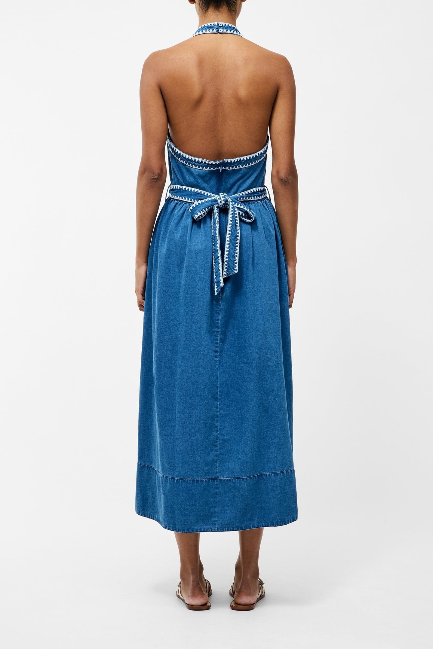 ZAVES CHAMBRAY HALTER NECK DRS VINTAGE BLUE 3