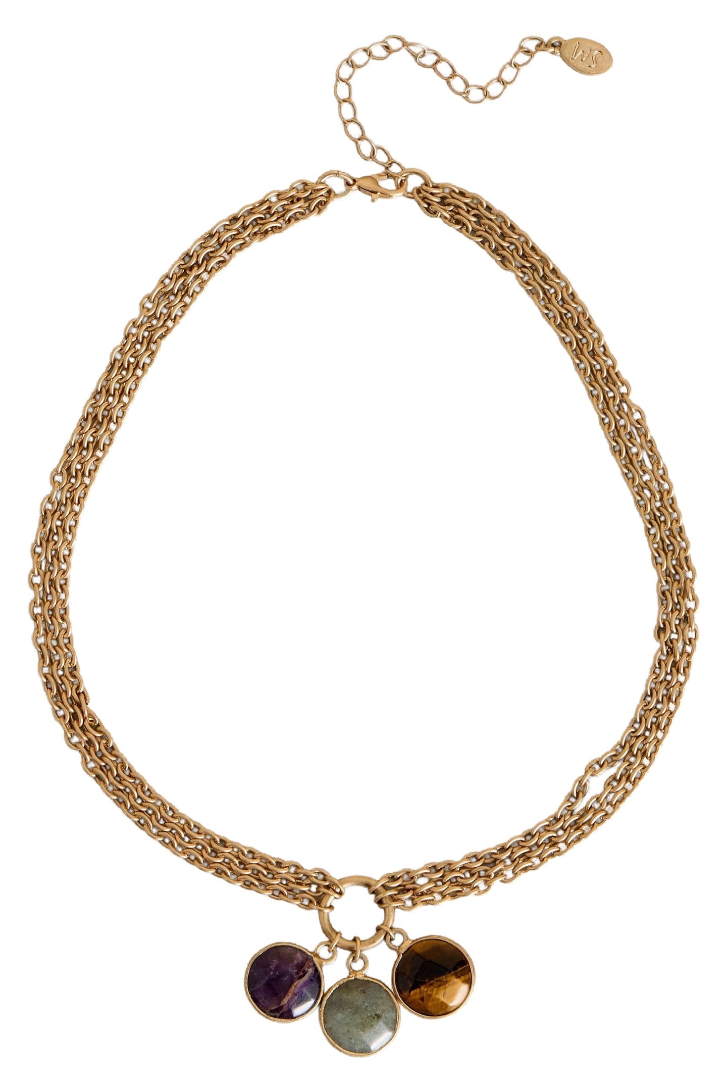 IRIS DROP STONE NECKLACE GOLD TONE METALLIC 2