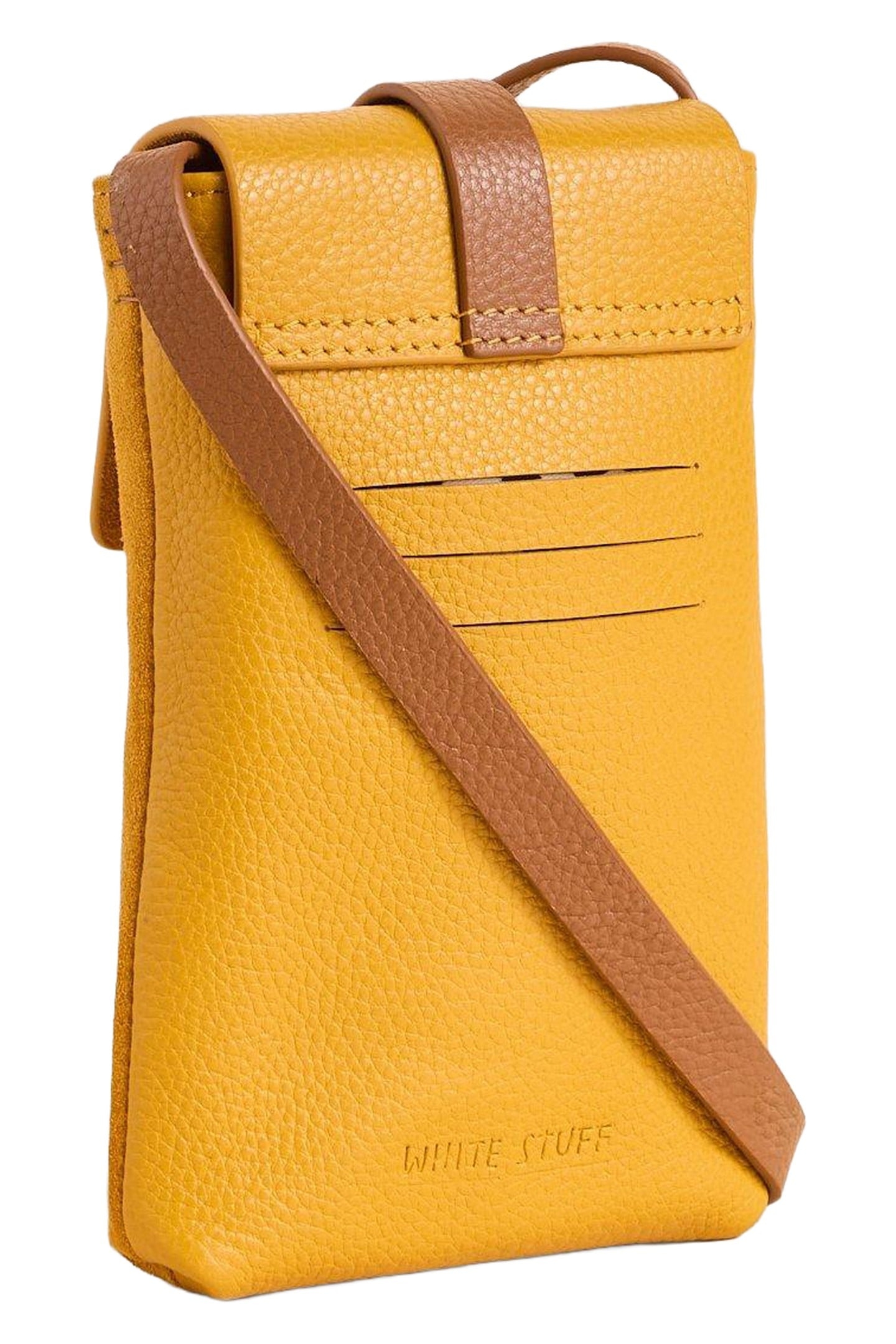 CLARA BUCKLE LEATHER PHONE BAG DEEP YELLOW 1