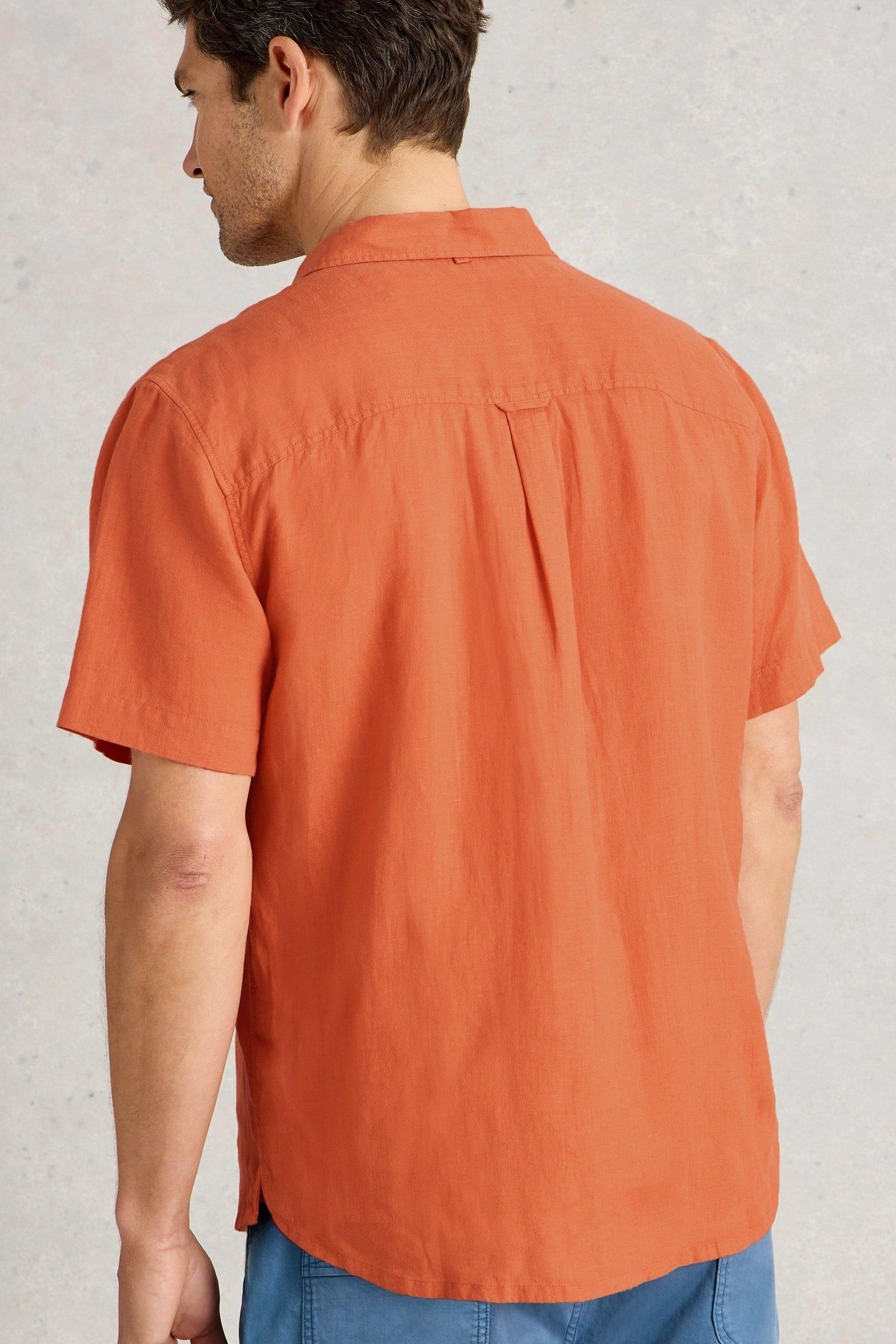 KESWICK SS LINEN SHIRT DARK ORANGE 2