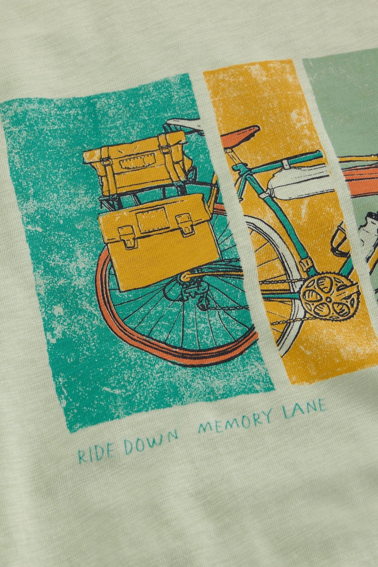 ABERSOCH BIKE GRAPHIC TEE GREEN PRINT 5