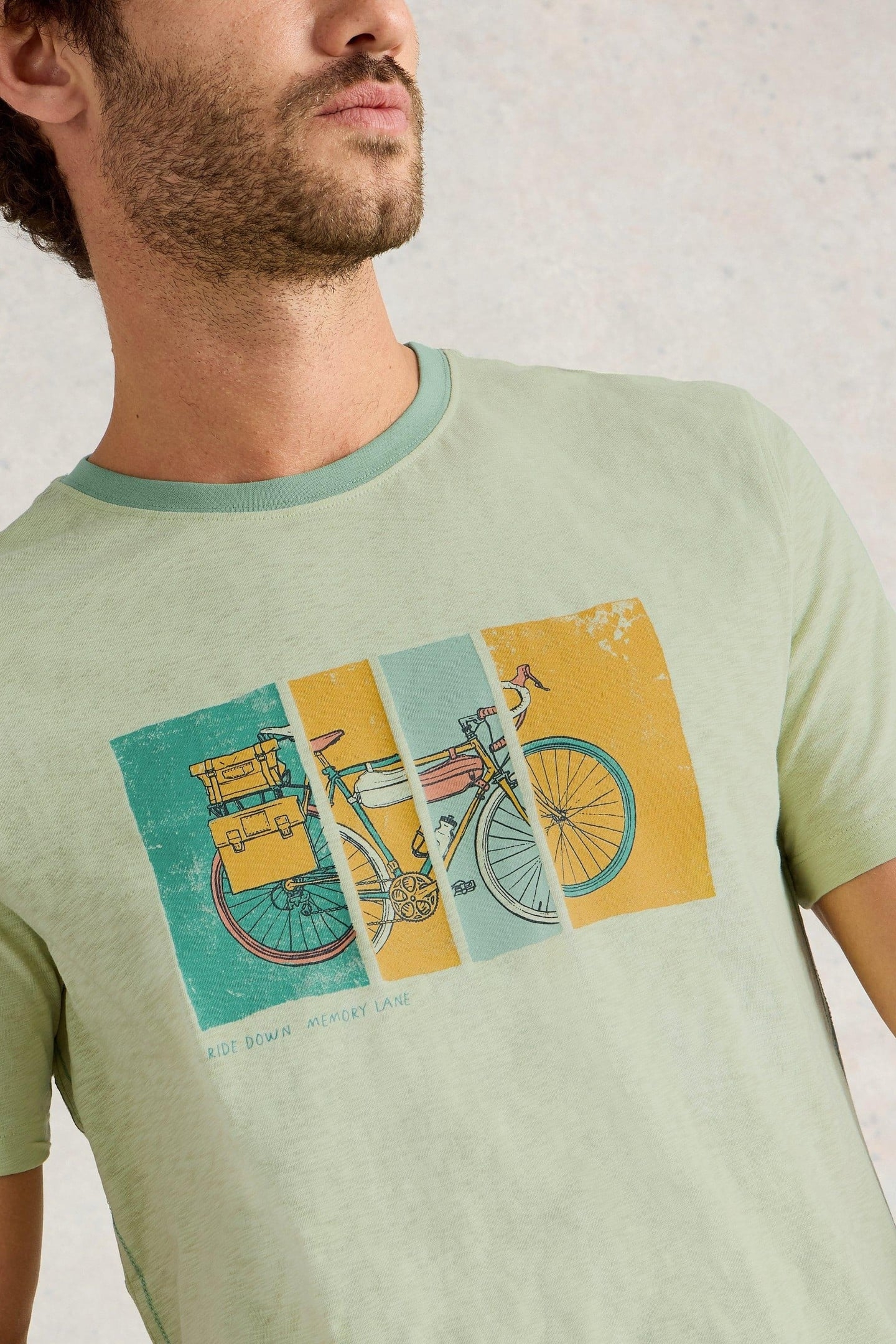ABERSOCH BIKE GRAPHIC TEE GREEN PRINT 6