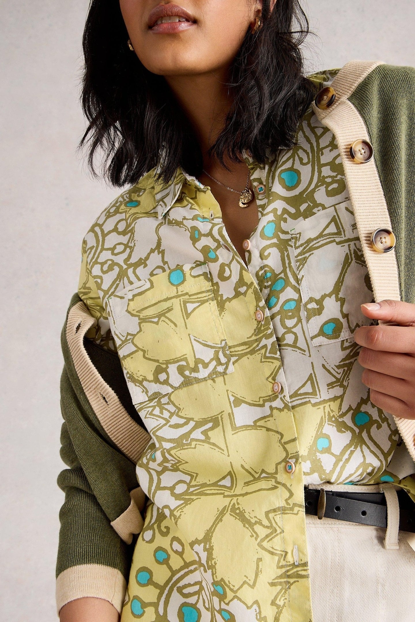 SOPHIE ORGANIC COTTON SHIRT YELLOW MULTI 5