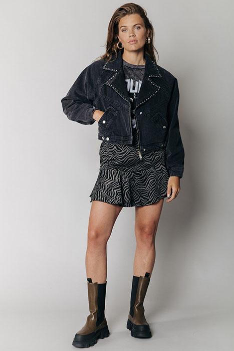 Signature Oversized Biker Denim Jacket Essential Rinse