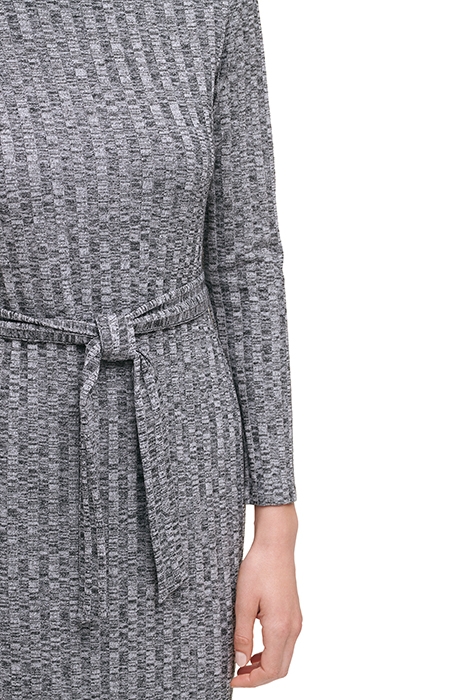 L/S TURTLENECK MIDI DRESS W/ BELT HTHR GREY 4