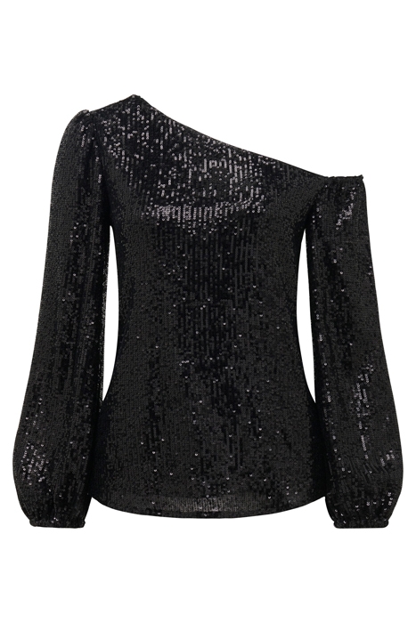 LANA SEQUIN TIPPED SHOULDER BLOUSE BLACK 6