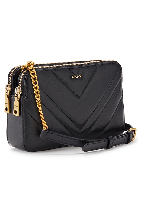 VIVIAN - DBL ZIP CROSSBODY BLACK/GOLD 4