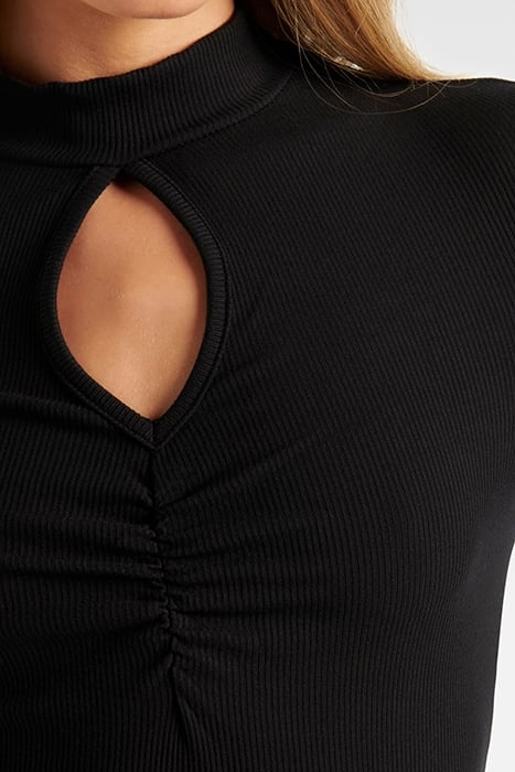 MEREDITH KEYHOLE RUCHED TOP BLACK 5