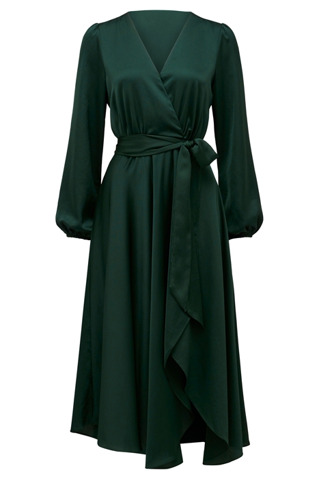 MARILYN SATIN WRAP MIDI DRESS DEEP LAGOON 5