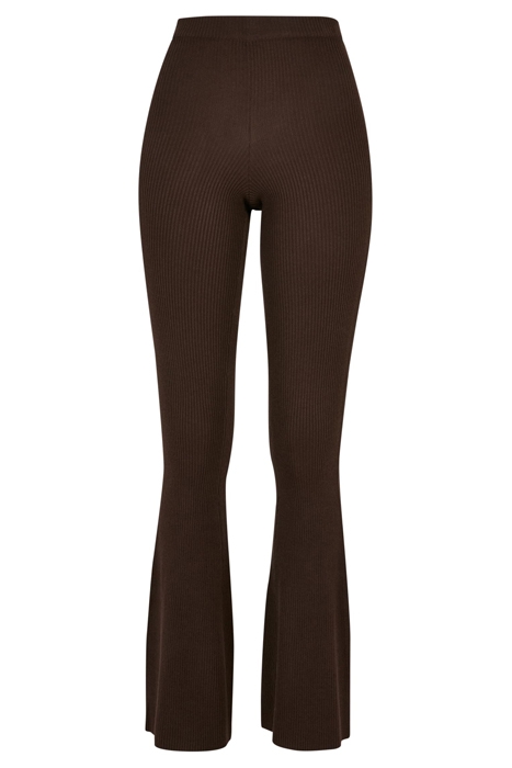LADIES RIB KNIT BOOTCUT LEGGINGS BROWN 1