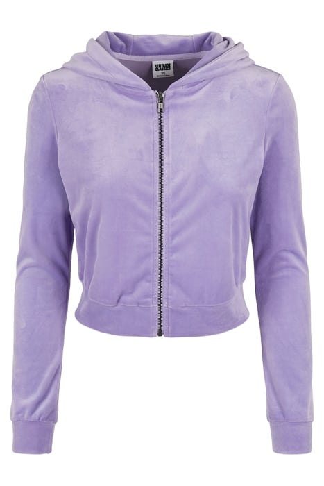 LADIES SHORT VELVET ZIP HOODY LAVENDER 1