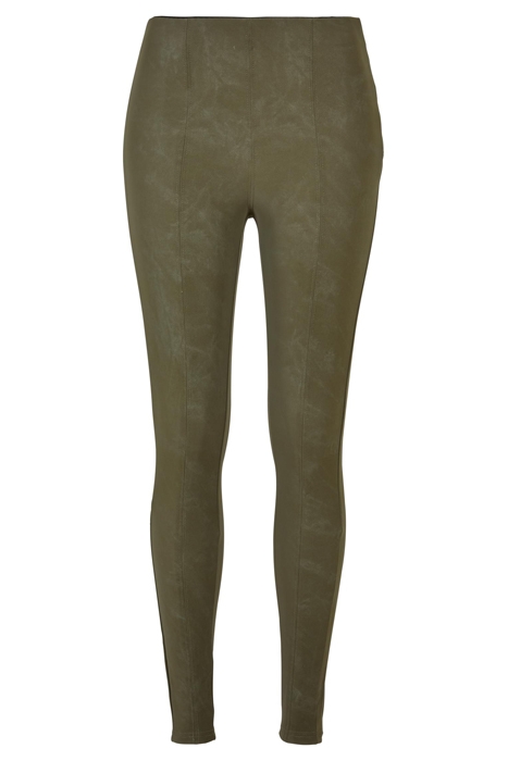 LADIES WASHED FAUX LEATHER PANTS OLIVE 1