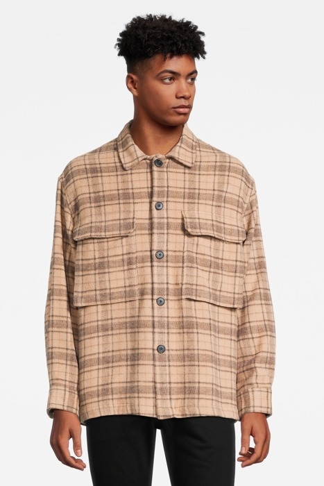 COLTON CHECK SHIRT SAND 1