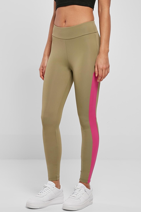 LADIES COLOR BLOCK LEGGINGS KHAKI/BRIGHTVIOLET 2