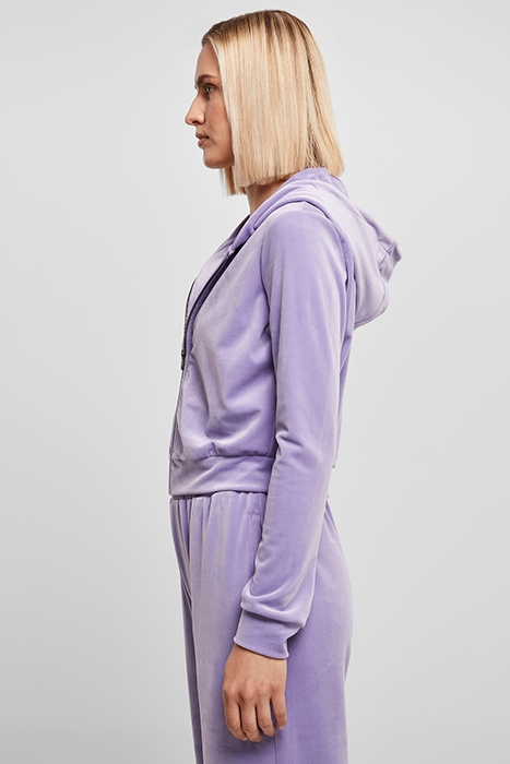 LADIES SHORT VELVET ZIP HOODY LAVENDER 5
