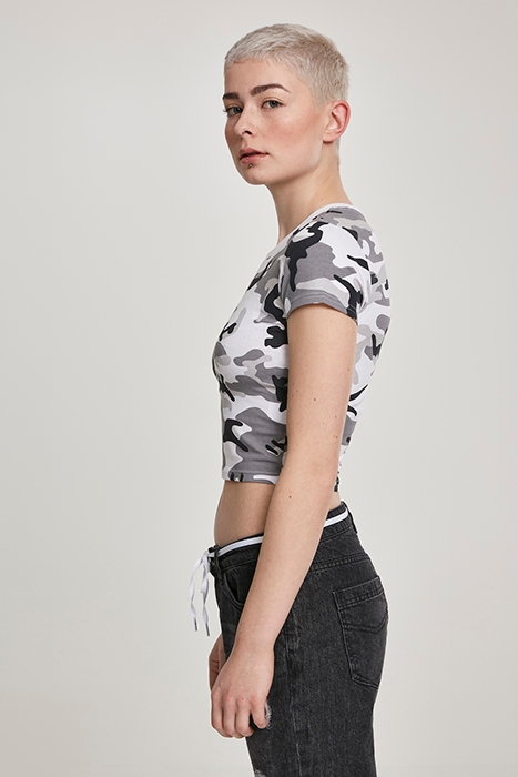 LADIES STRETCH JERSEY CROPPED TEE SNOW CAMO 7