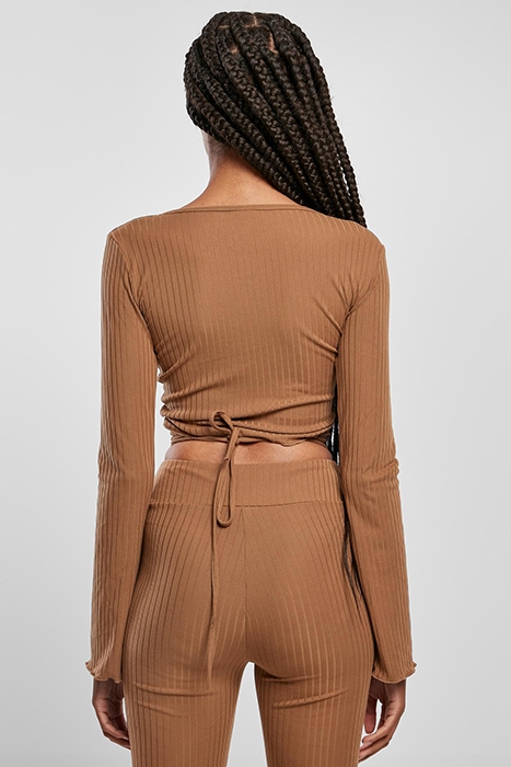 LADIES CROPPED RIB WRAPPED LONGSLEEVE DARKTAUPE 3
