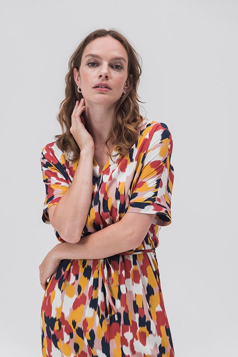 JURK MET FAIDED PAINT PRINT EN CEINTUUR BAKED APPLE 3