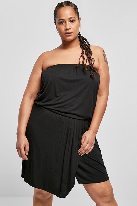 LADIES VISCOSE SHORT BANDEAU DRESS BLACK 2